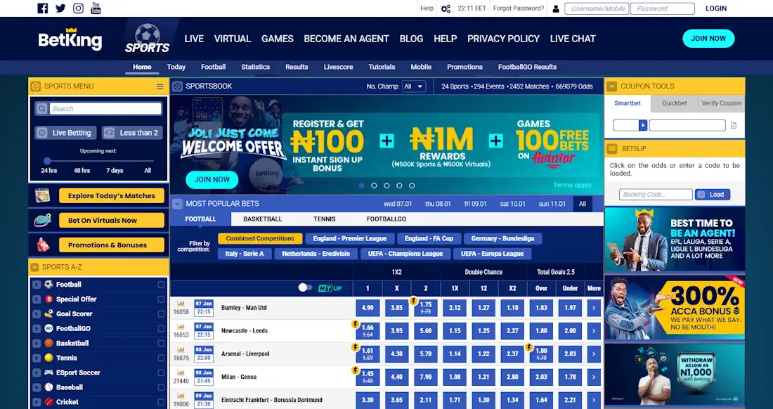BetKing Sportsbook and Casino Screenshot